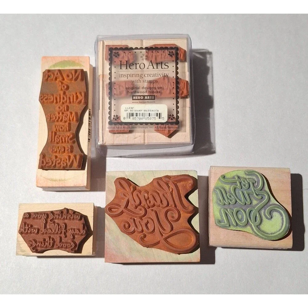 10 Vtg Hero Arts Stampendous Wood Mounted Rubber Stamps Lot Sentiment Quotes Fun